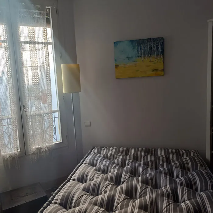 Matelas en laine rayé, fabriqué dans l'atelier Le Briand